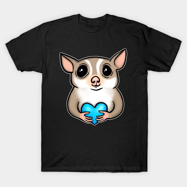 Sugar Glider Blue Heart for Sugar Glider Lovers T-Shirt by Mochi Merch